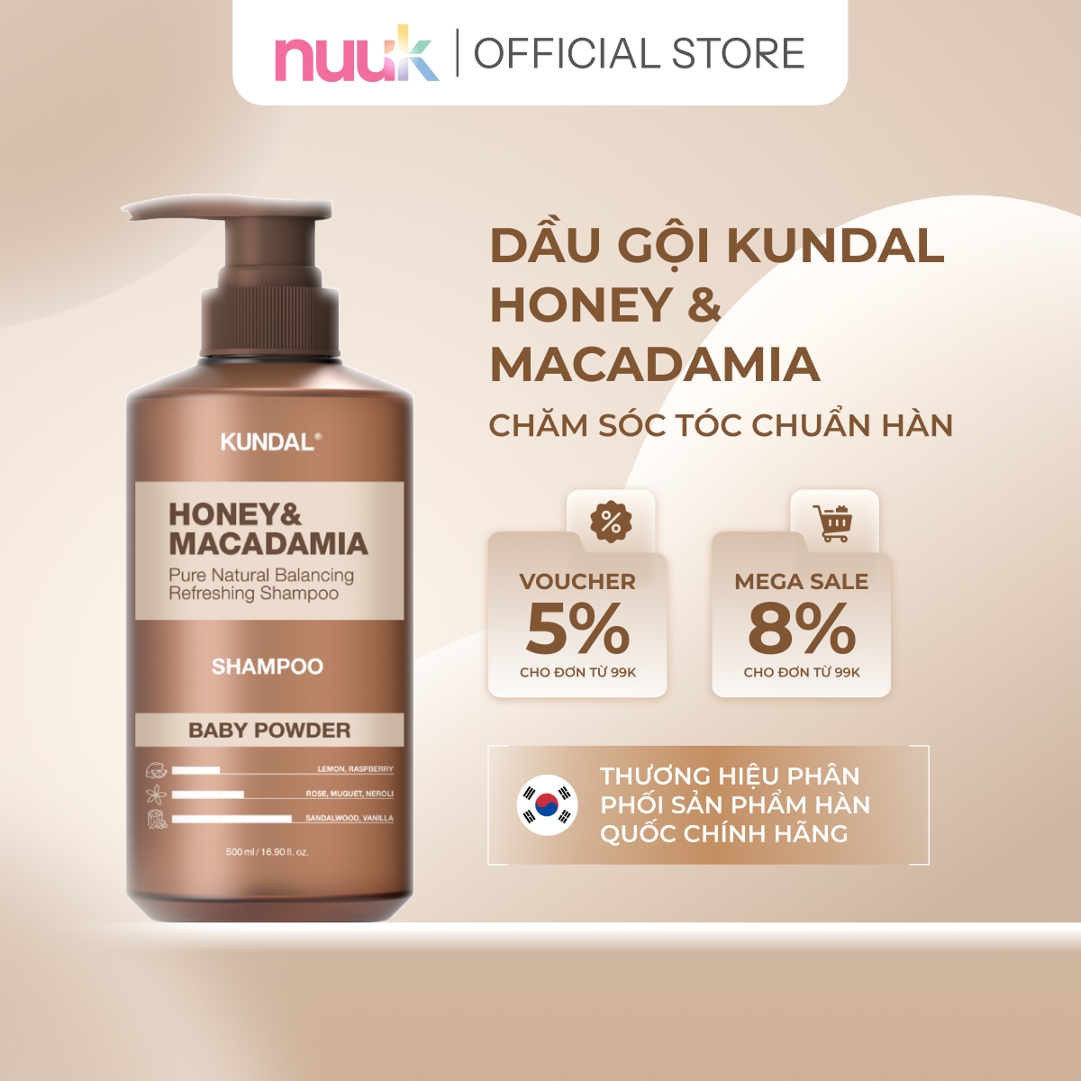Dầu Gội Phục Hồi Tóc Kundal Honey Macadamia