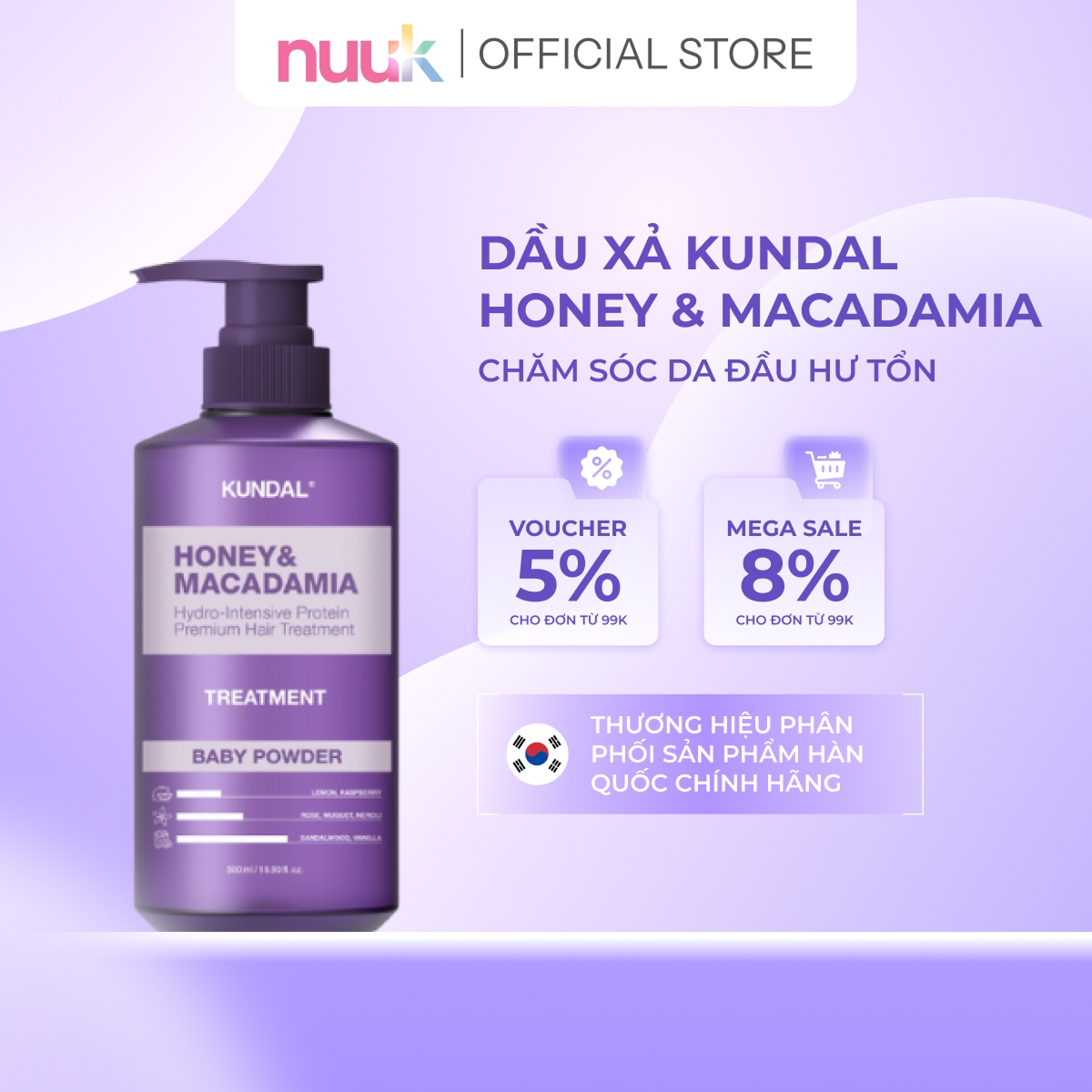 Dầu Xả Phục Hồi Tóc Kundal Honey Macadamia
