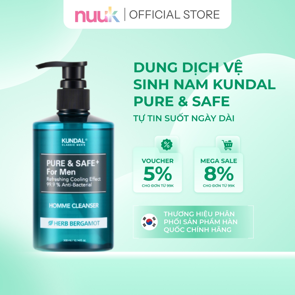 Dung Dịch Vệ Sinh Nam Hàn Quốc Kundal Pure Safe