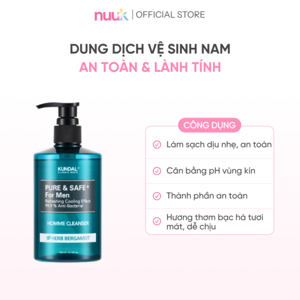 dung dich ve sinh nam han quoc kundal pure safe