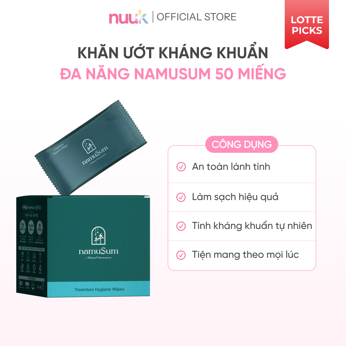 Khăn Giấy Ướt Đa Năng Tinh Chất Thông Đỏ namuSum 2 Khăn Giấy Ướt Đa Năng Tinh Chất Thông Đỏ namuSum - Ảnh 2