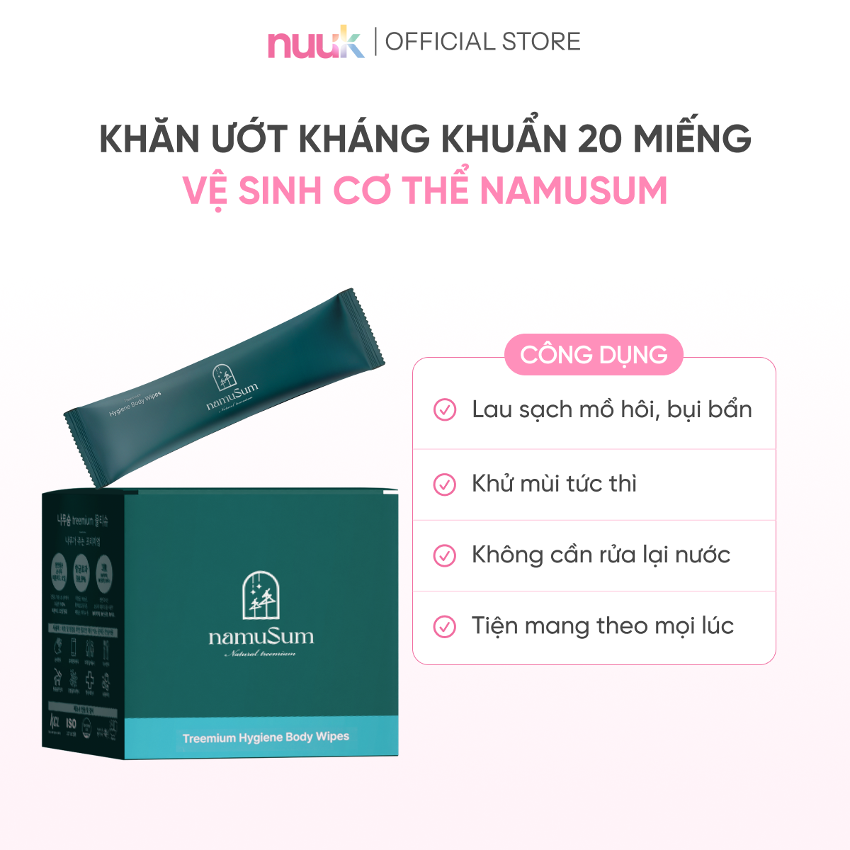 Khăn Giấy Ướt Vệ Sinh Cơ Thể Tinh Chất Thông Đỏ namuSum 2 Khăn Giấy Ướt Vệ Sinh Cơ Thể Tinh Chất Thông Đỏ namuSum - Ảnh 2