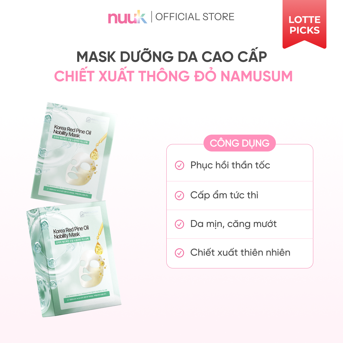 Mặt Nạ Phục Hồi Tinh Chất Thông Đỏ namuSum 2 Mặt Nạ Phục Hồi Tinh Chất Thông Đỏ namuSum - Ảnh 2