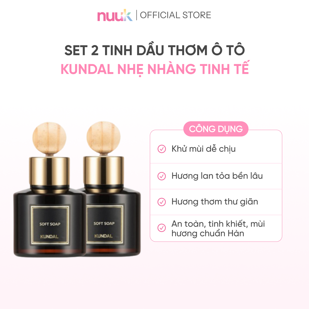 Set 2 Lọ Tinh Dầu Thơm Ô Tô Kundal 2 Set 2 Lọ Tinh Dầu Thơm Ô Tô Kundal - Ảnh 2