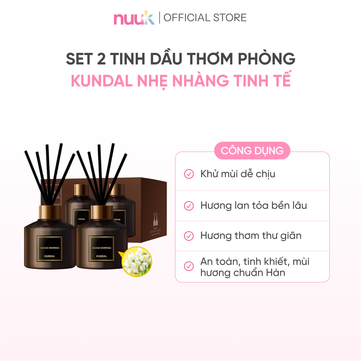 Set 2 Lọ Tinh Dầu Thơm Phòng Kundal 2 Set 2 Lọ Tinh Dầu Thơm Phòng Kundal - Ảnh 2