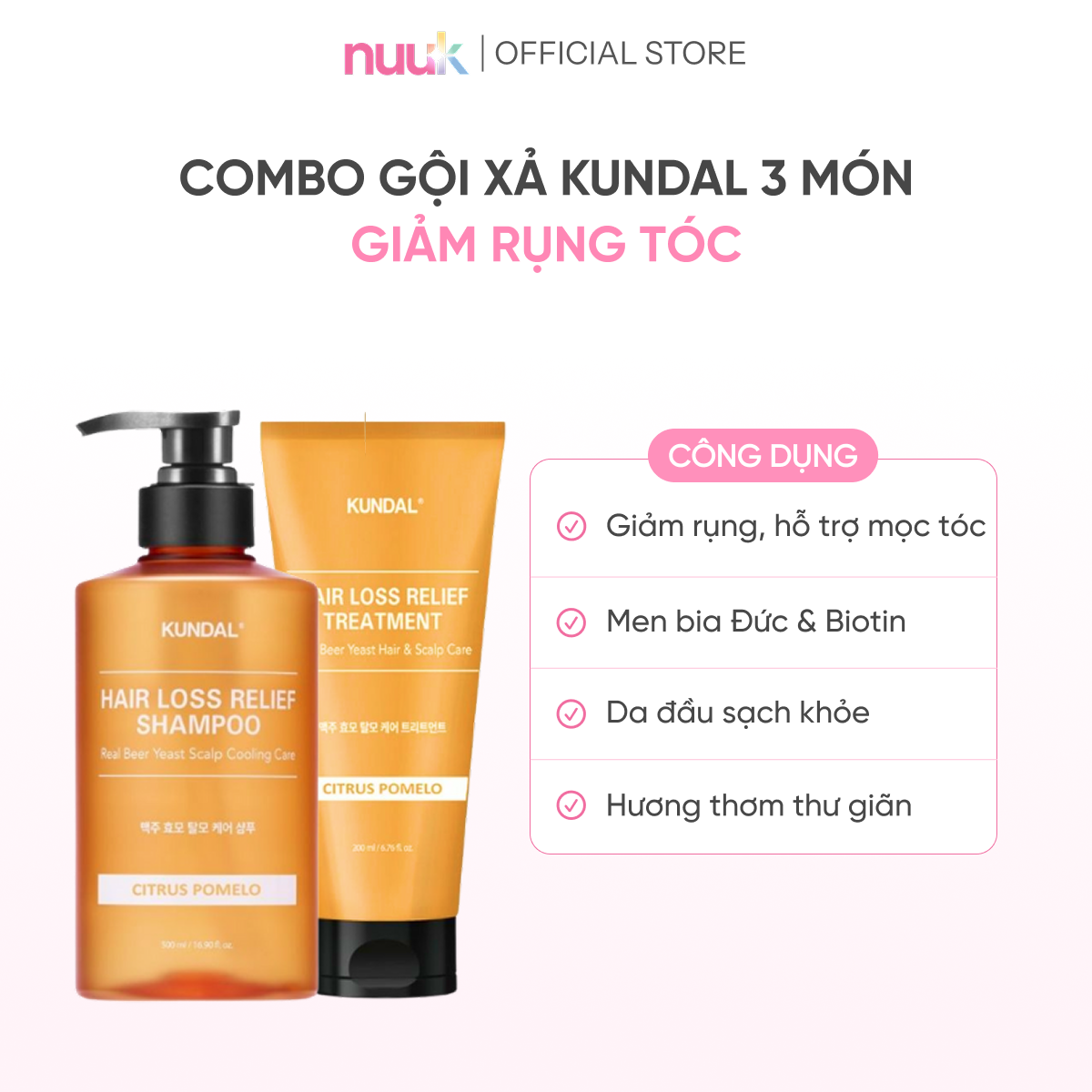 Set Gội Xả Ngăn Rụng Tóc Kundal Real Beer Yeast 2 Set Gội Xả Ngăn Rụng Tóc Kundal Real Beer Yeast - Ảnh 2