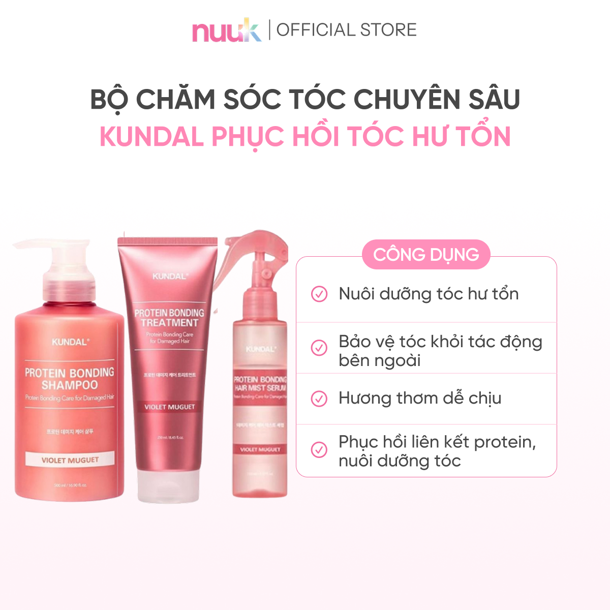 Set Dưỡng Tóc Chuyên Sâu Kundal Protein Bonding 2 Set Dưỡng Tóc Chuyên Sâu Kundal Protein Bonding - Ảnh 2