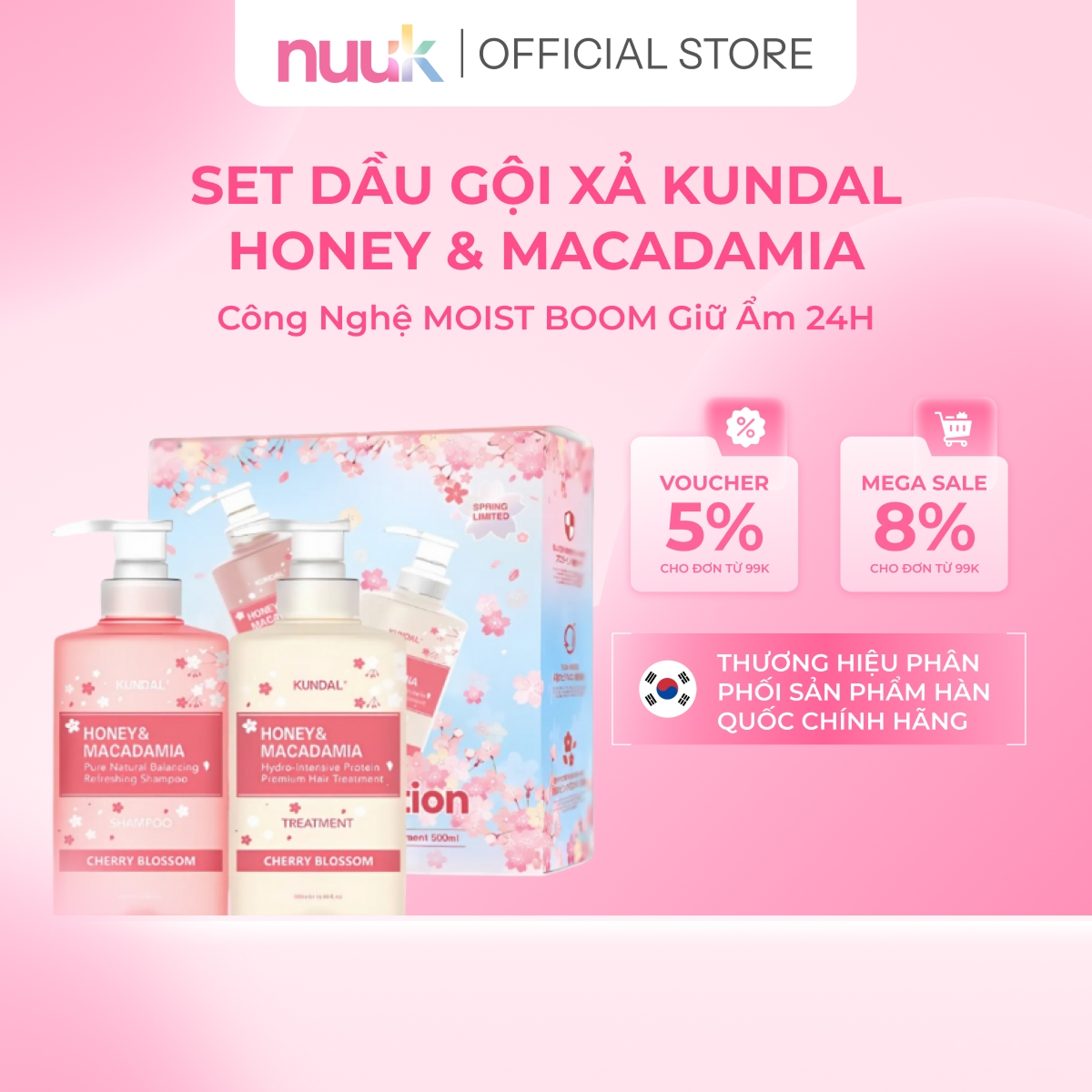 Set Gội Xả Mượt Tóc Kundal Honey Macadamia