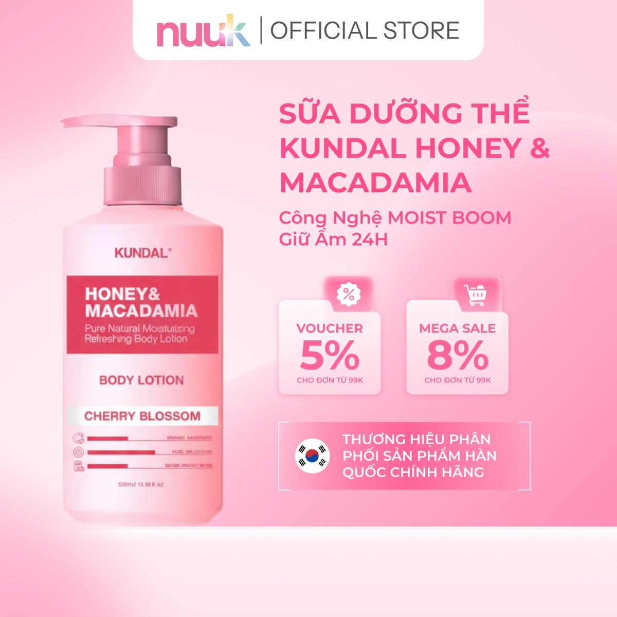 Sữa Dưỡng Thể Trắng Da Kundal Honey Macadamia
