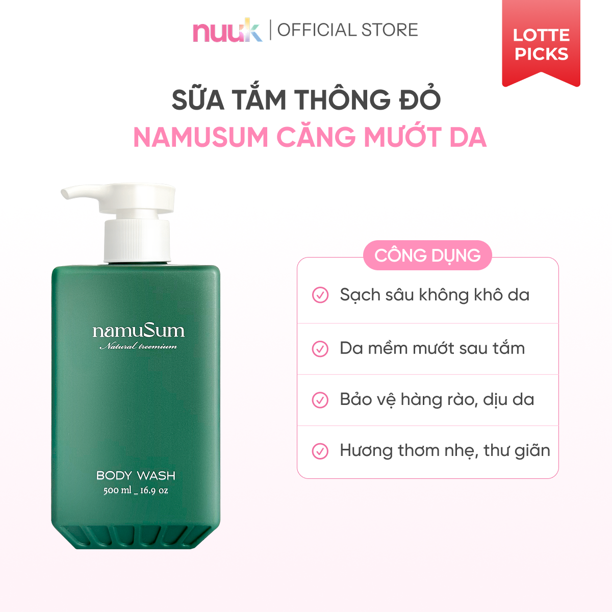 Sữa Tắm Dịu Nhẹ Tinh Chất Thông Đỏ namuSum 2 Sữa Tắm Dịu Nhẹ Tinh Chất Thông Đỏ namuSum - Ảnh 2