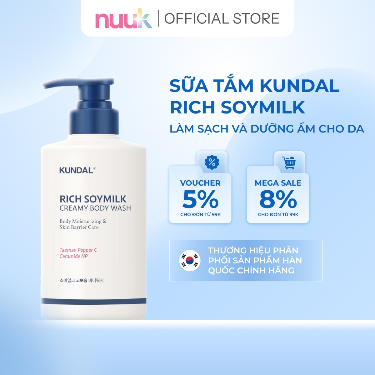 Sữa Tắm Dưỡng Ẩm Hàn Quốc Kundal Rich Soymilk
