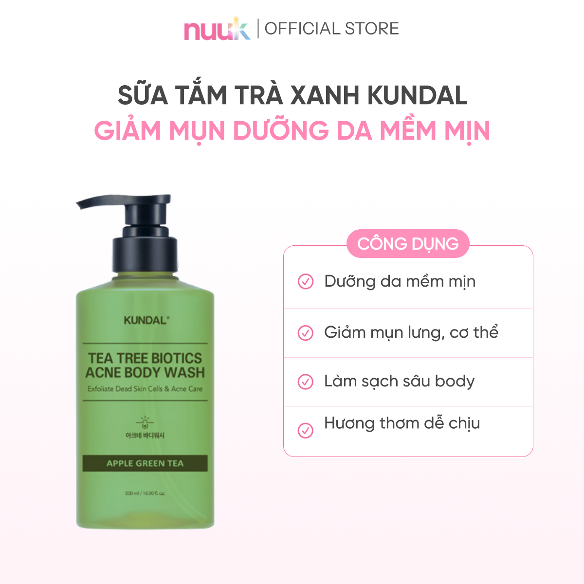 Sữa Tắm Giảm Mụn Kundal Tea Tree Biotics 2 Sữa Tắm Giảm Mụn Kundal Tea Tree Biotics - Ảnh 2