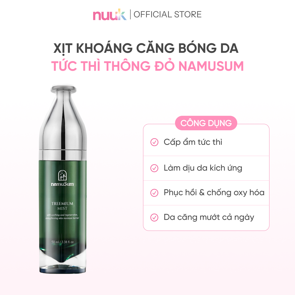 Xịt Khoáng Phục Hồi Tinh Chất Thông Đỏ namuSum 2 Xịt Khoáng Phục Hồi Tinh Chất Thông Đỏ namuSum - Ảnh 2
