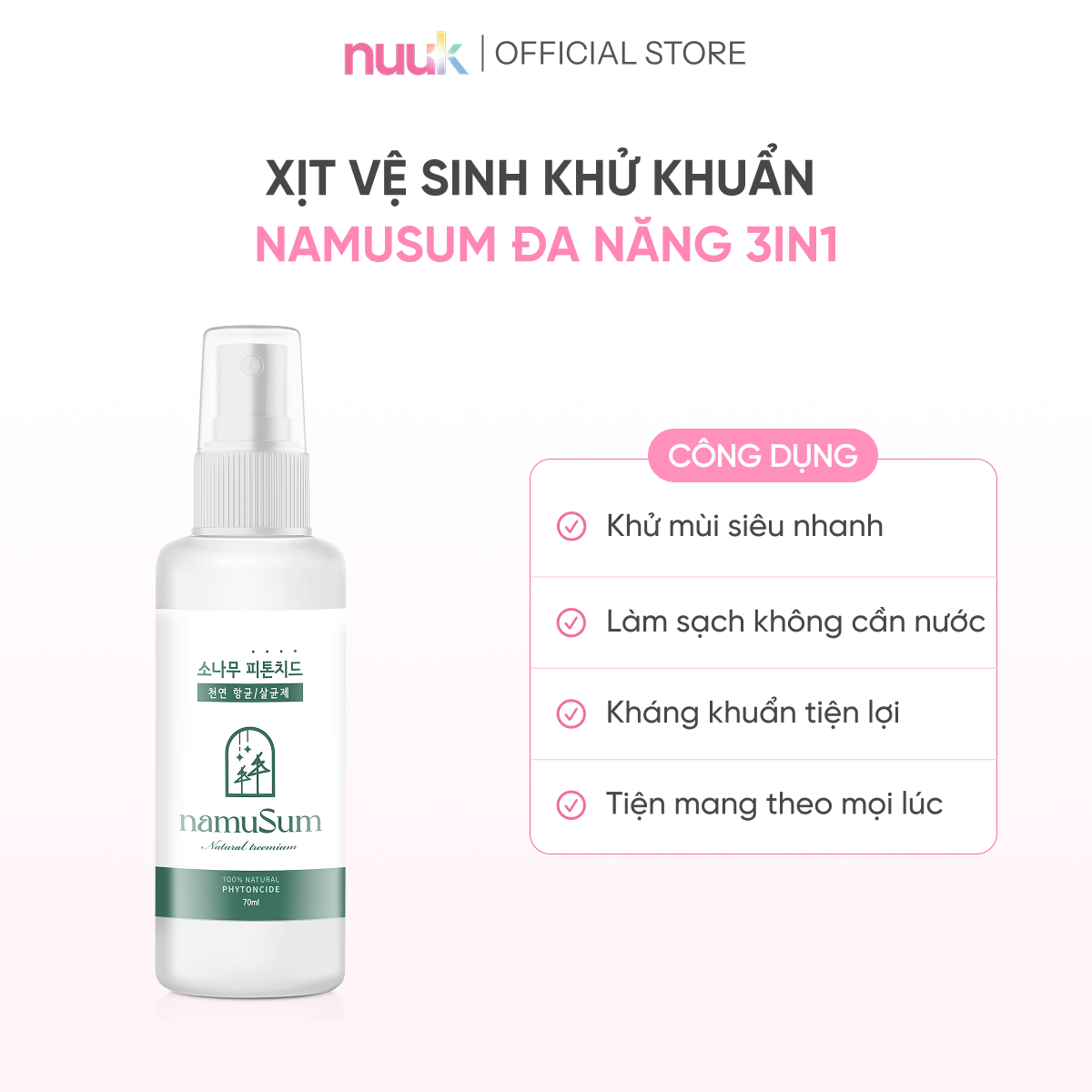 Xịt Vệ Sinh Đa Năng Tinh Chất Thông Đỏ namuSum 2 Xịt Vệ Sinh Đa Năng Tinh Chất Thông Đỏ namuSum - Ảnh 2