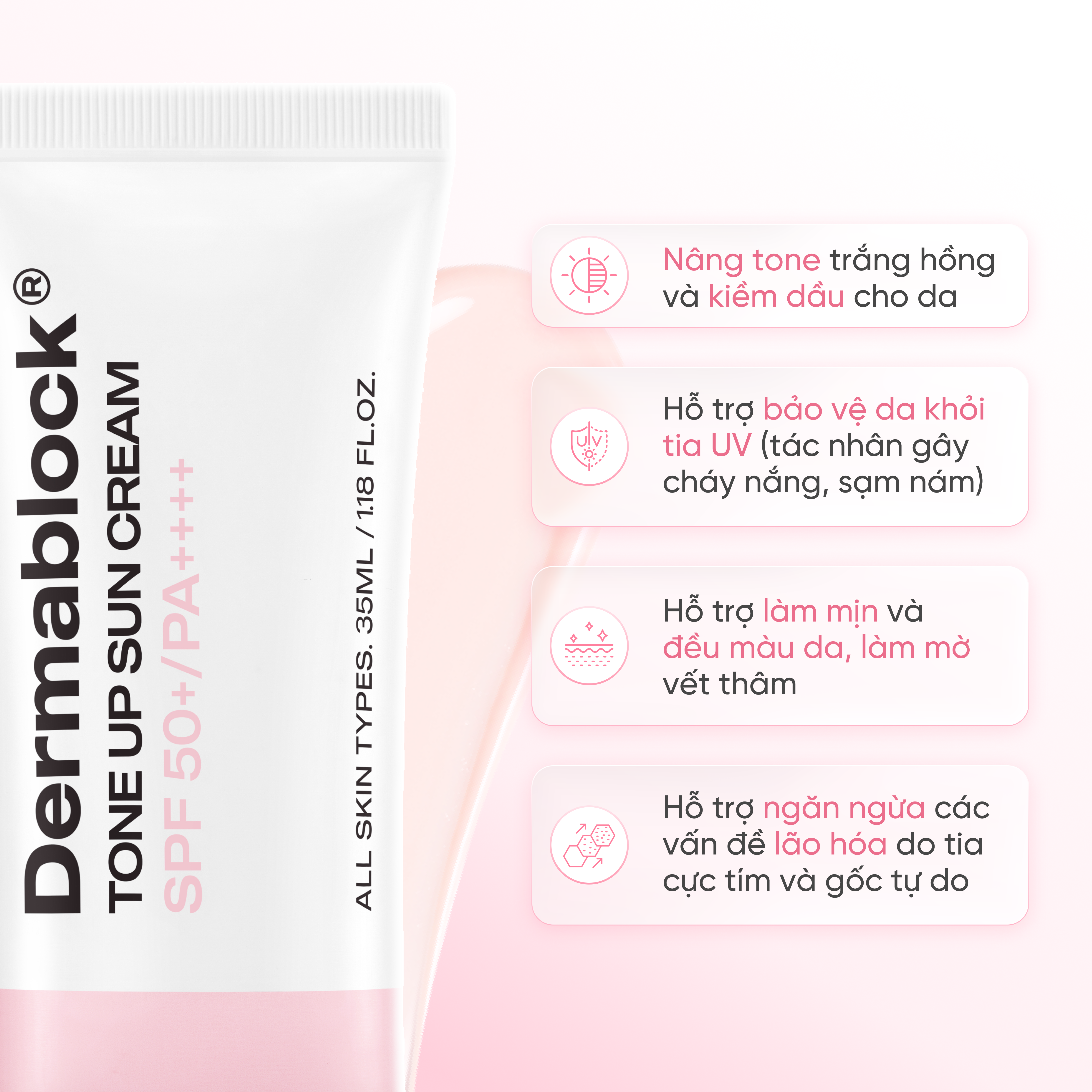 Kem Chống Nắng Dermablock Tone Up Sunscreen SPF50+ PA++++ 35ml 31 kem chống nắng dermablock tone up sun cream spf50+ pa++++ 35ml
