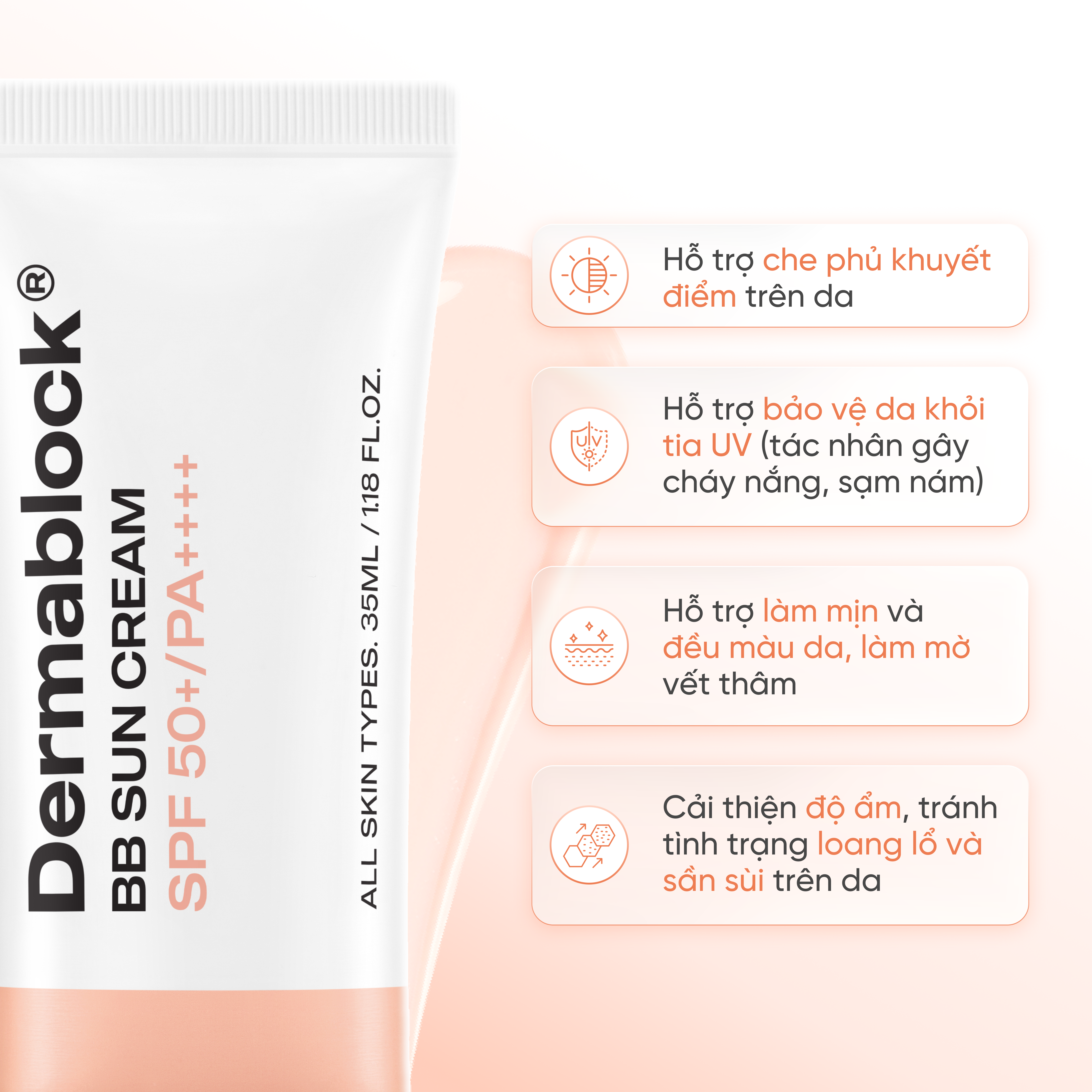 Kem Chống Nắng Dermablock BB Sunscreen SPF50+ PA++++ 35ml 25 kem chống nắng dermablock bb sunscreen spf50+ pa++++ 35ml