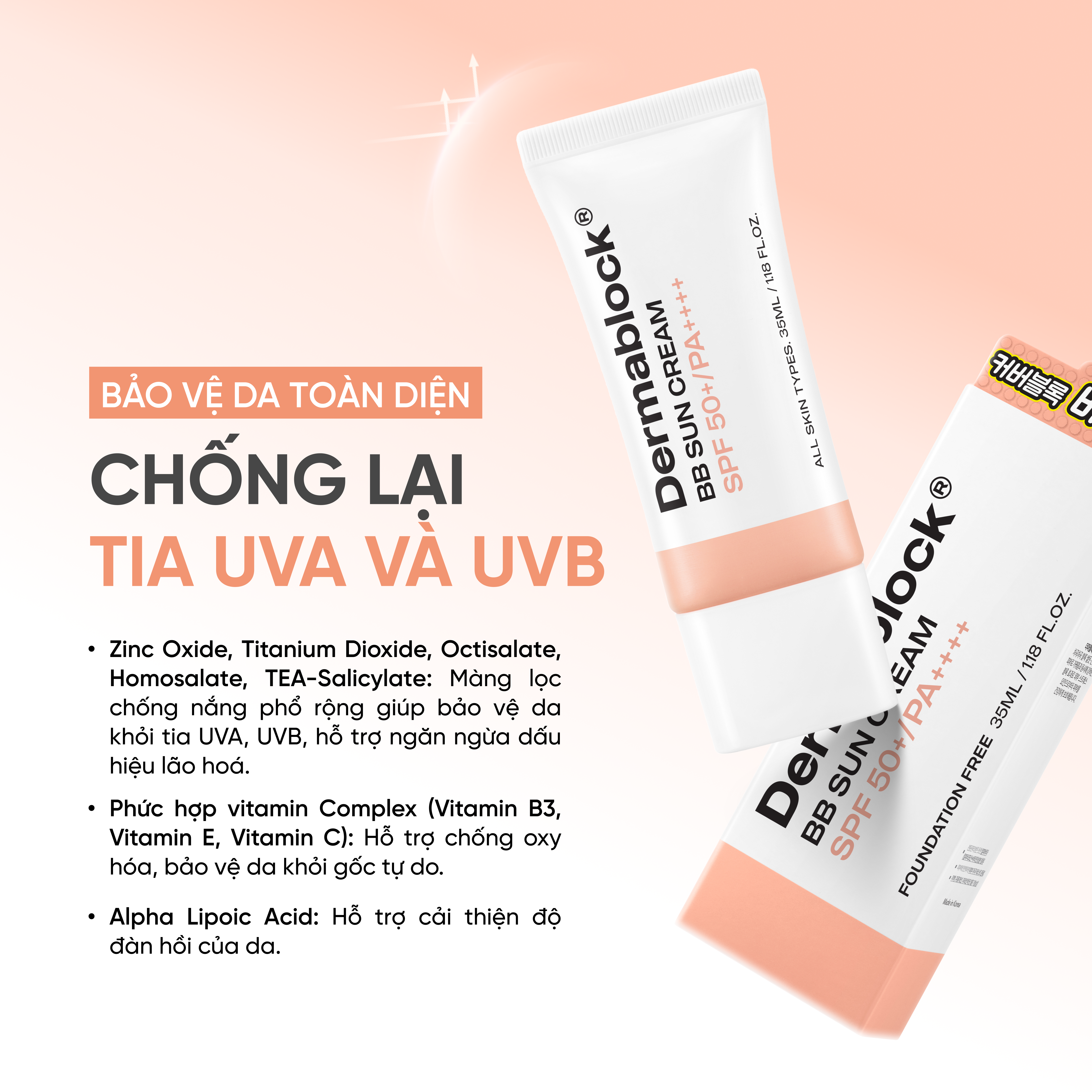 Kem Chống Nắng Dermablock BB Sunscreen SPF50+ PA++++ 35ml 7 Kem Chống Nắng Dermablock BB Sunscreen SPF50+ PA++++ 35ml - Ảnh 7