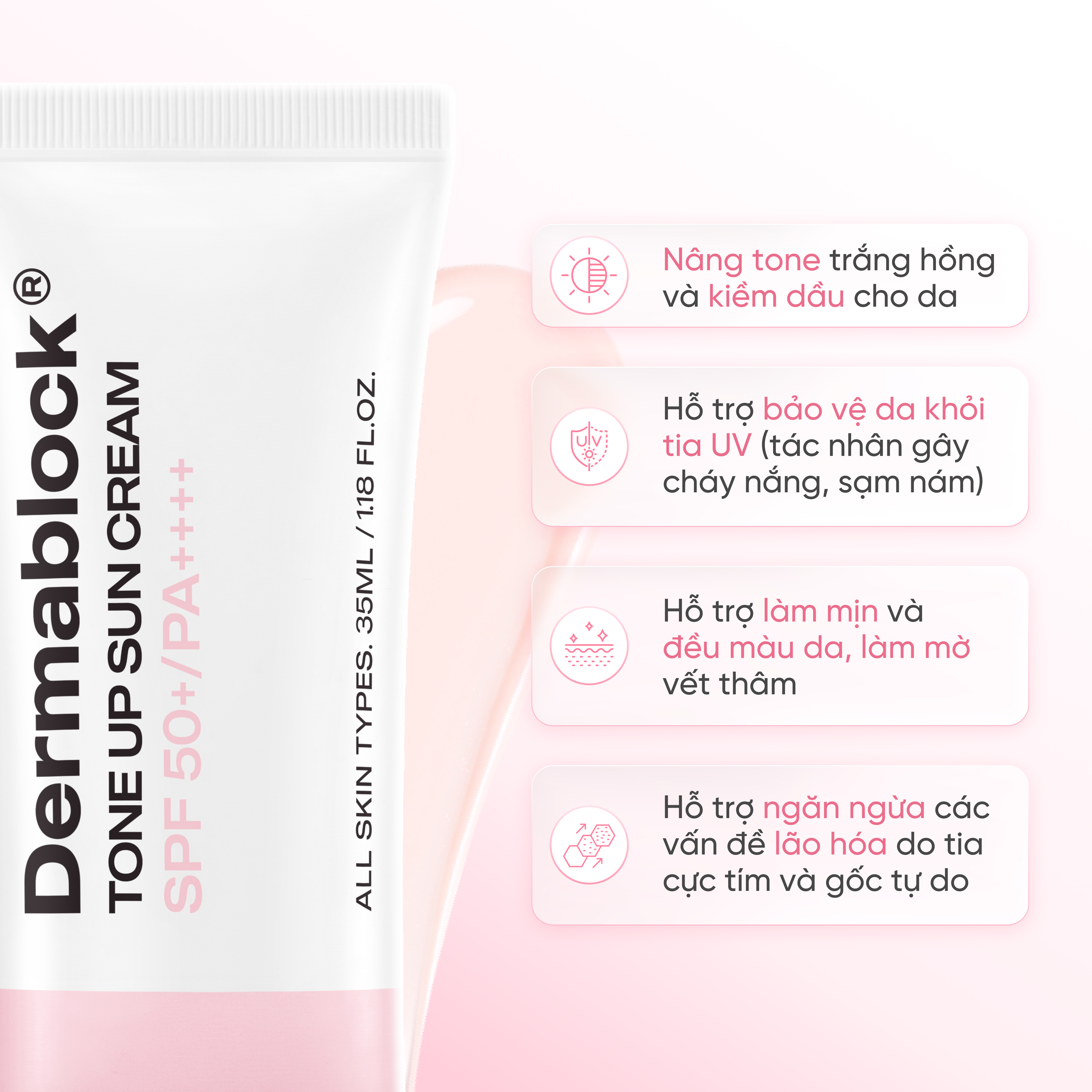 Kem Chống Nắng Dermablock Tone Up Sunscreen SPF50+ PA++++ 35ml 5 Kem Chống Nắng Dermablock Tone Up Sunscreen SPF50+ PA++++ 35ml - Ảnh 5