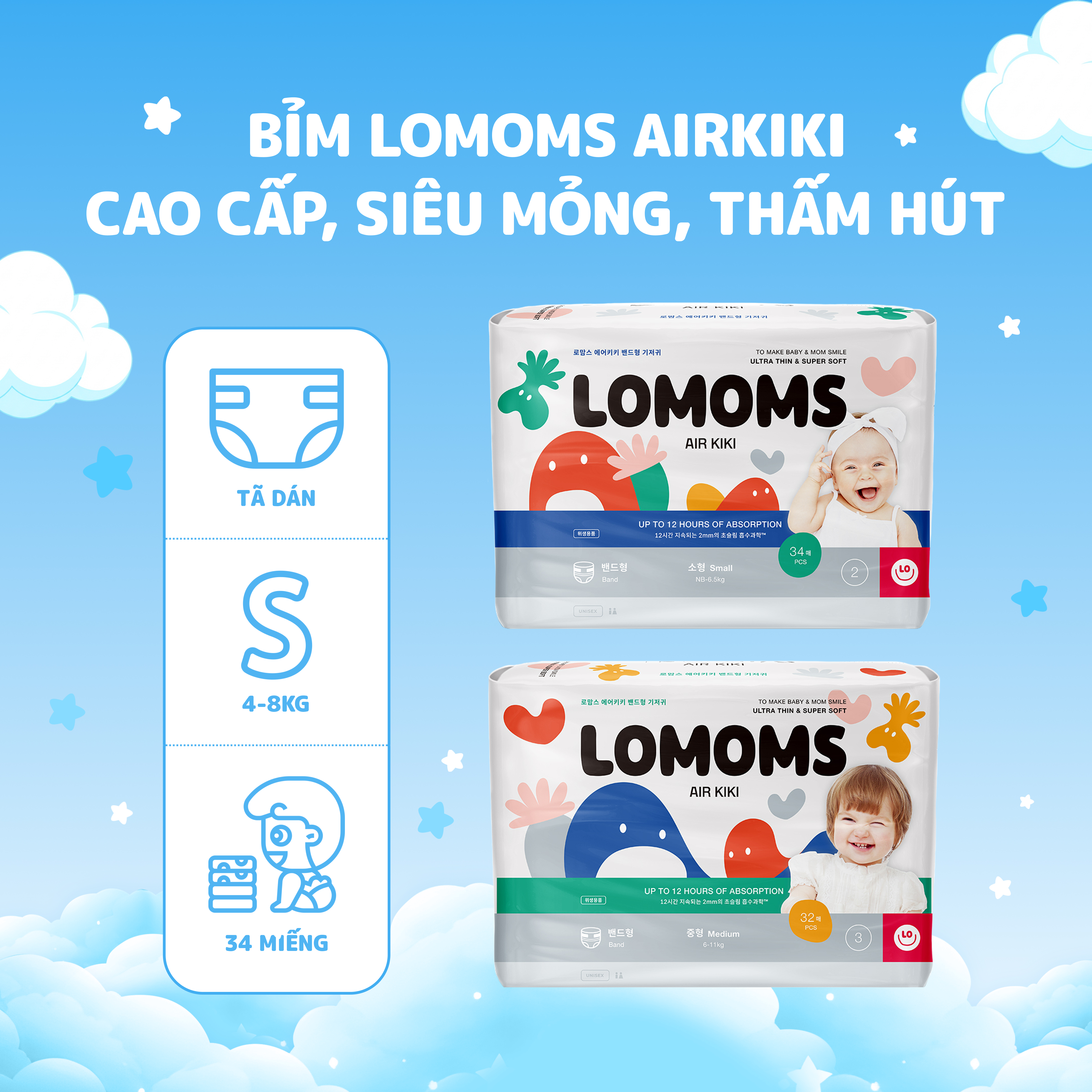 Bỉm Lomoms Air Kiki - Bỉm Dán & Bỉm Quần Đủ Size 8 Bỉm Lomoms Air Kiki - Bỉm Dán & Bỉm Quần Đủ Size - Ảnh 8