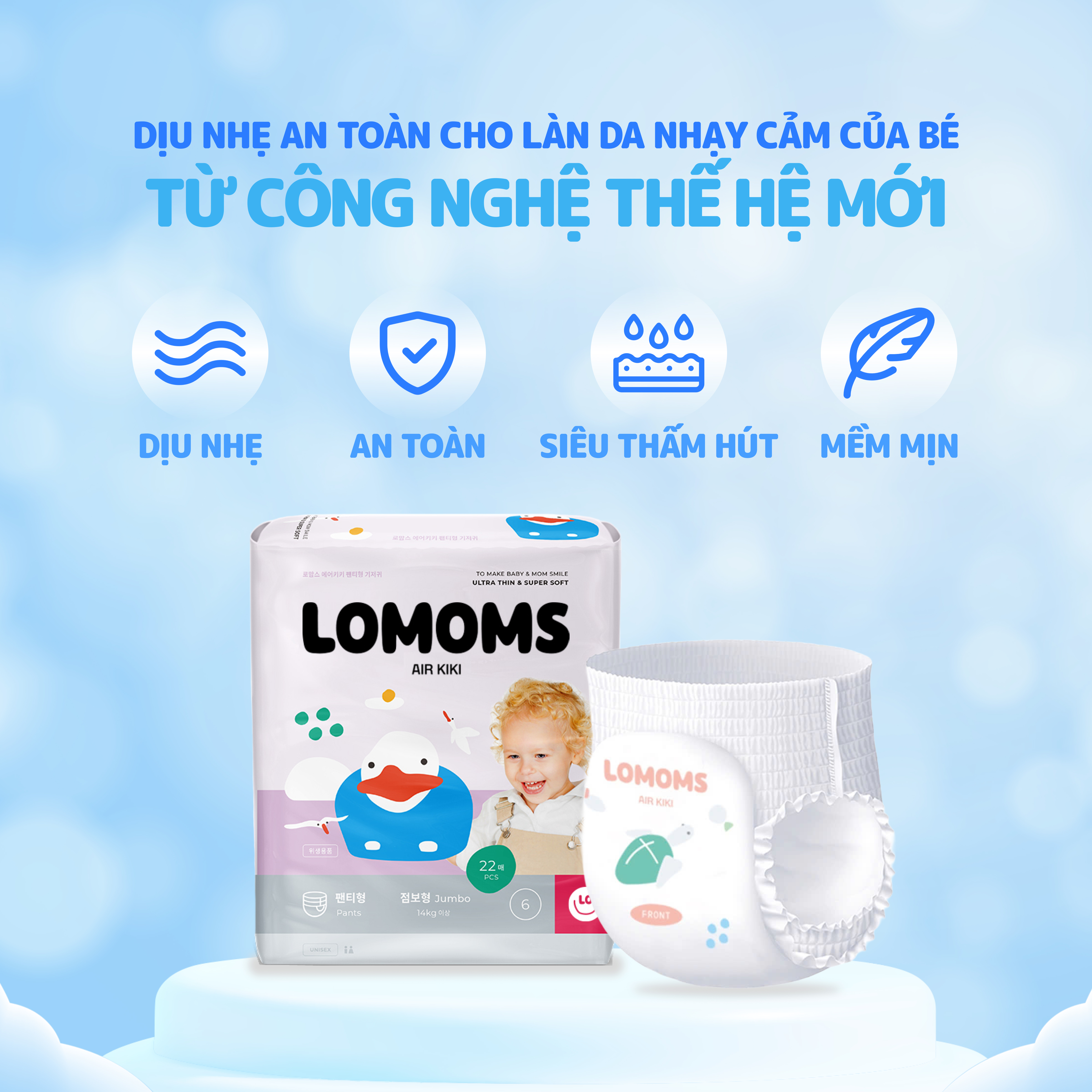 Bỉm Lomoms Air Kiki - Bỉm Dán & Bỉm Quần Đủ Size 34 bỉm lomoms air kiki bỉm dán và bỉm quần cho bé