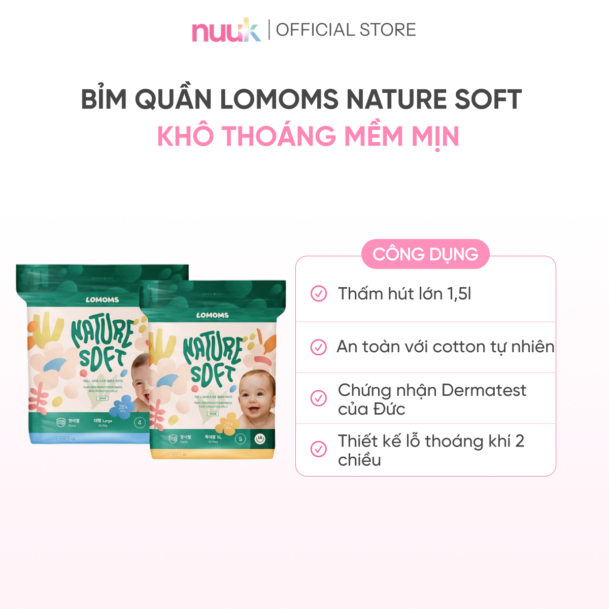 Bỉm Quần Lomoms Nature Soft Cao Cấp 2 Bỉm Quần Lomoms Nature Soft Cao Cấp - Ảnh 2