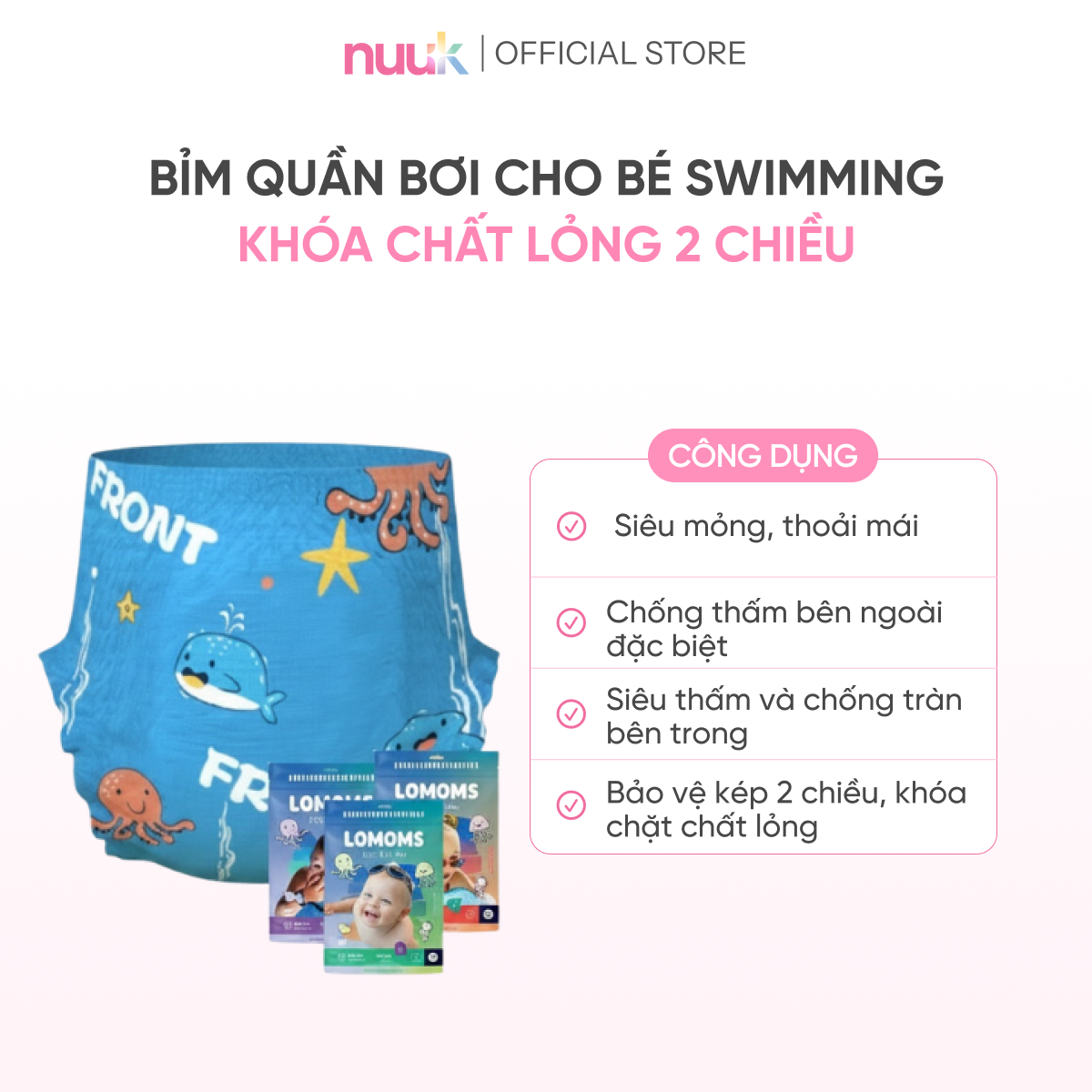 Bỉm Quần Bơi Lomoms Swimming Cho Bé 2 Bỉm Quần Bơi Lomoms Swimming Cho Bé - Ảnh 2