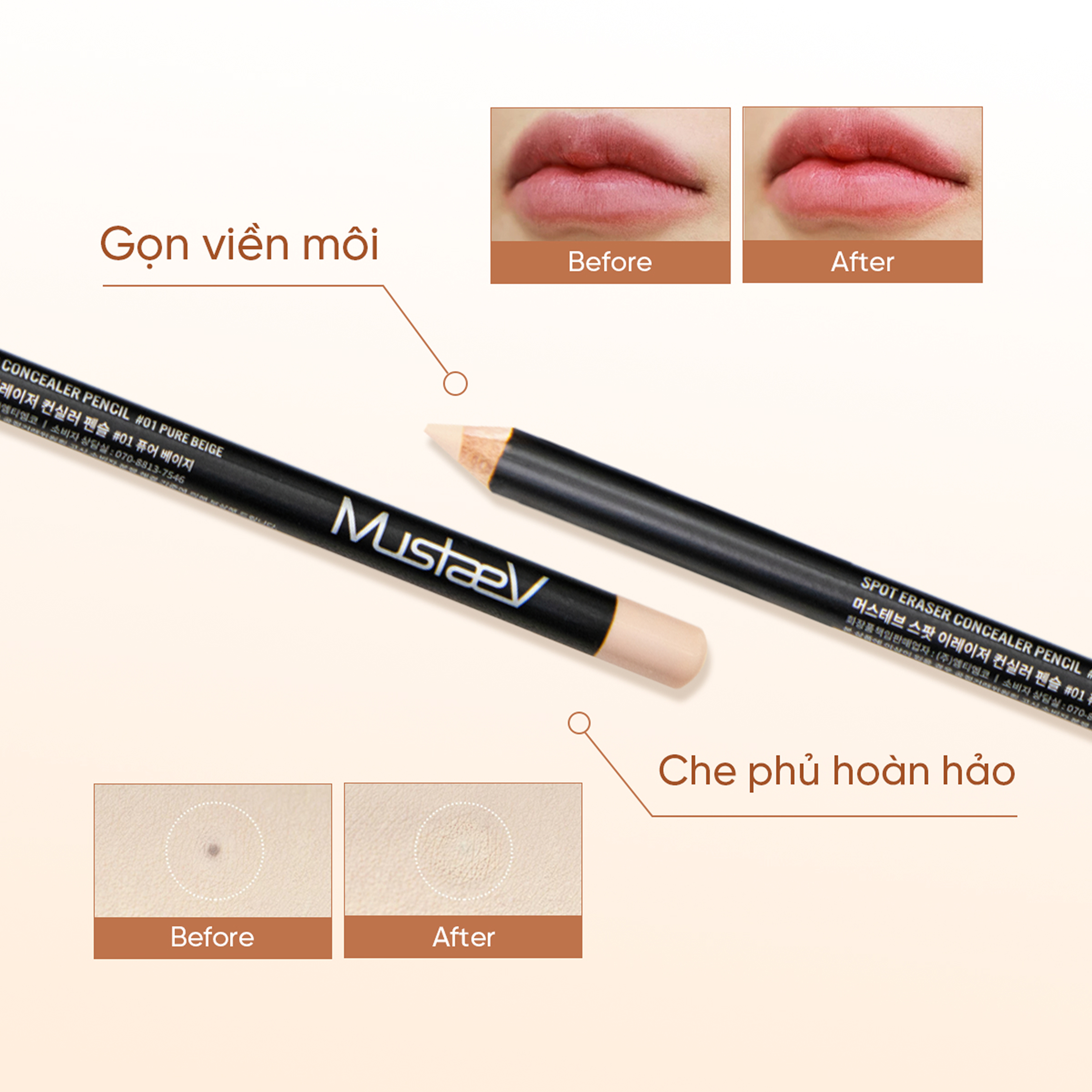 Bút Chì Che Khuyết Điểm Mustaev Spot Eraser 26 bút chì che khuyết điểm mustaev spot eraser concealer pencil